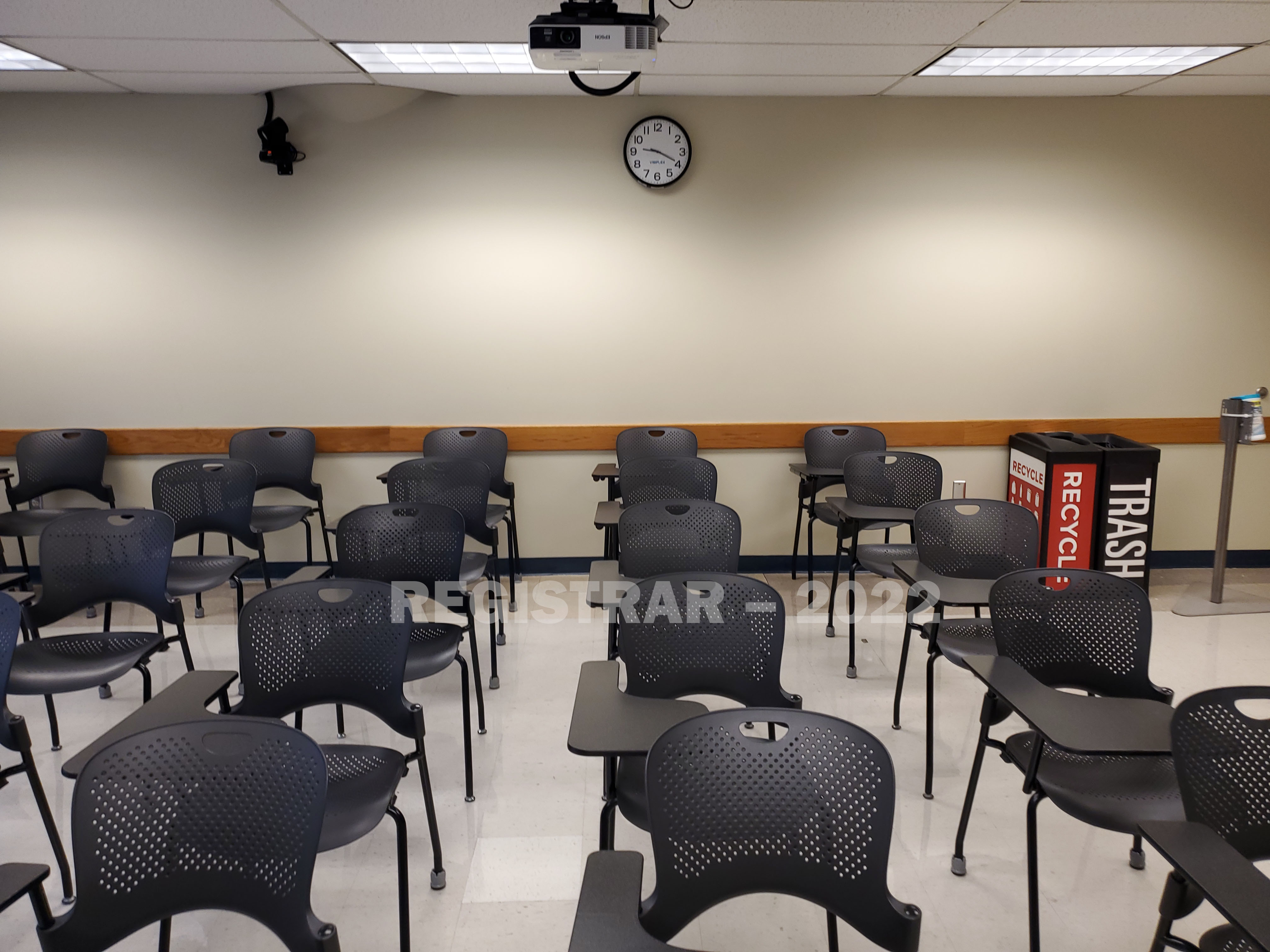 Enarson Classroom Building room 230 view from the front of the room