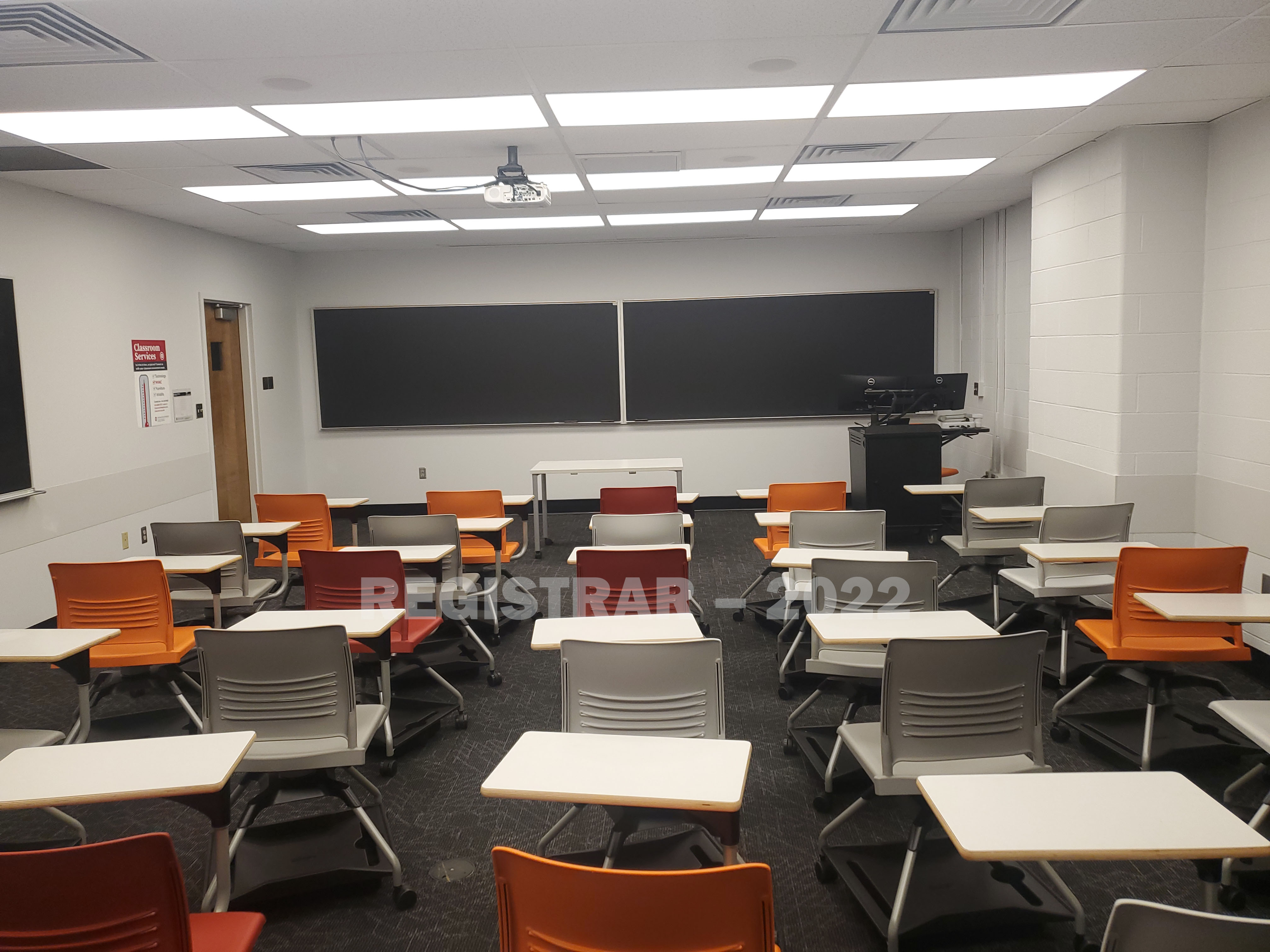 Journalism Building room 353 view from the back of the room