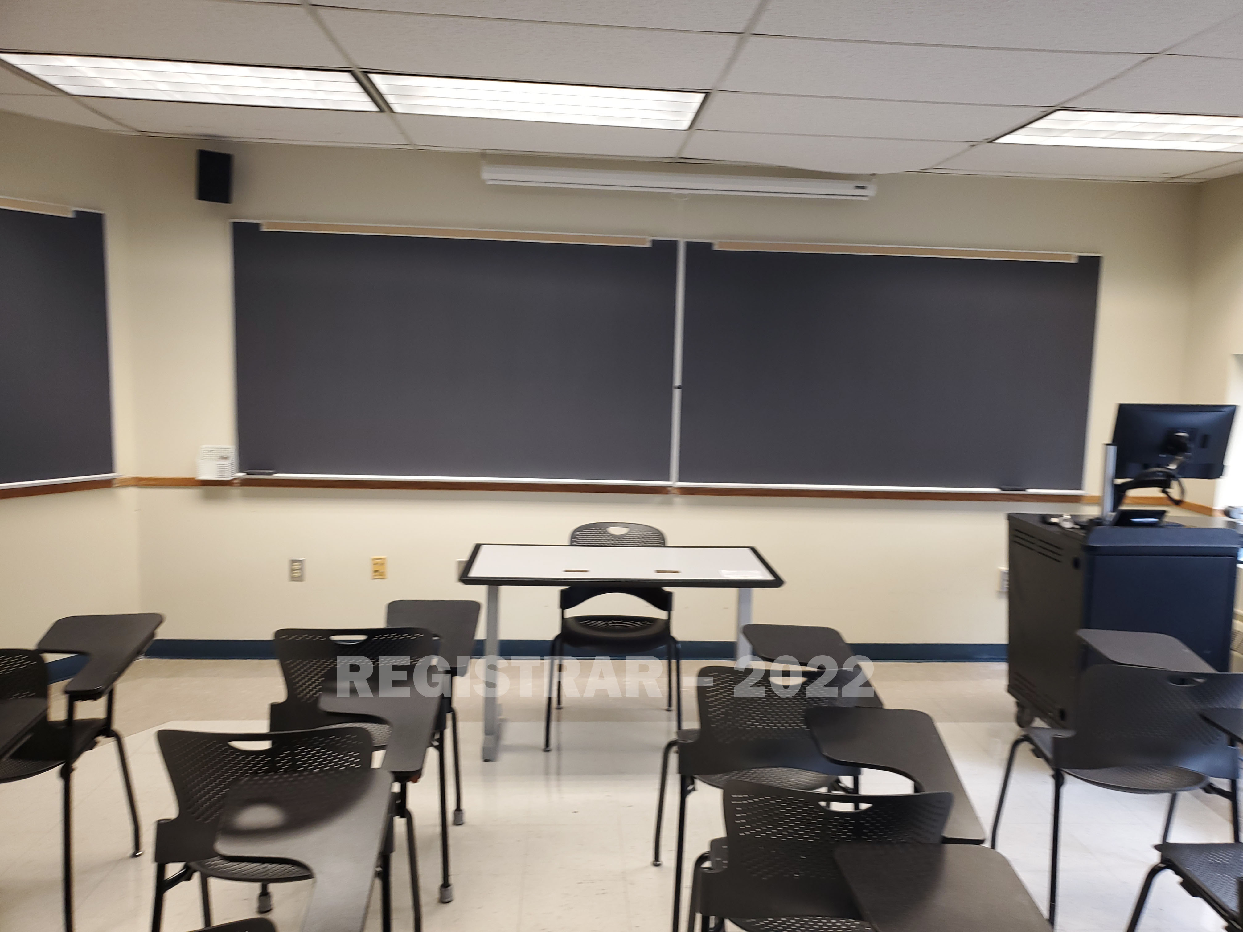 Enarson Classroom Building room 218 view from the back of the room