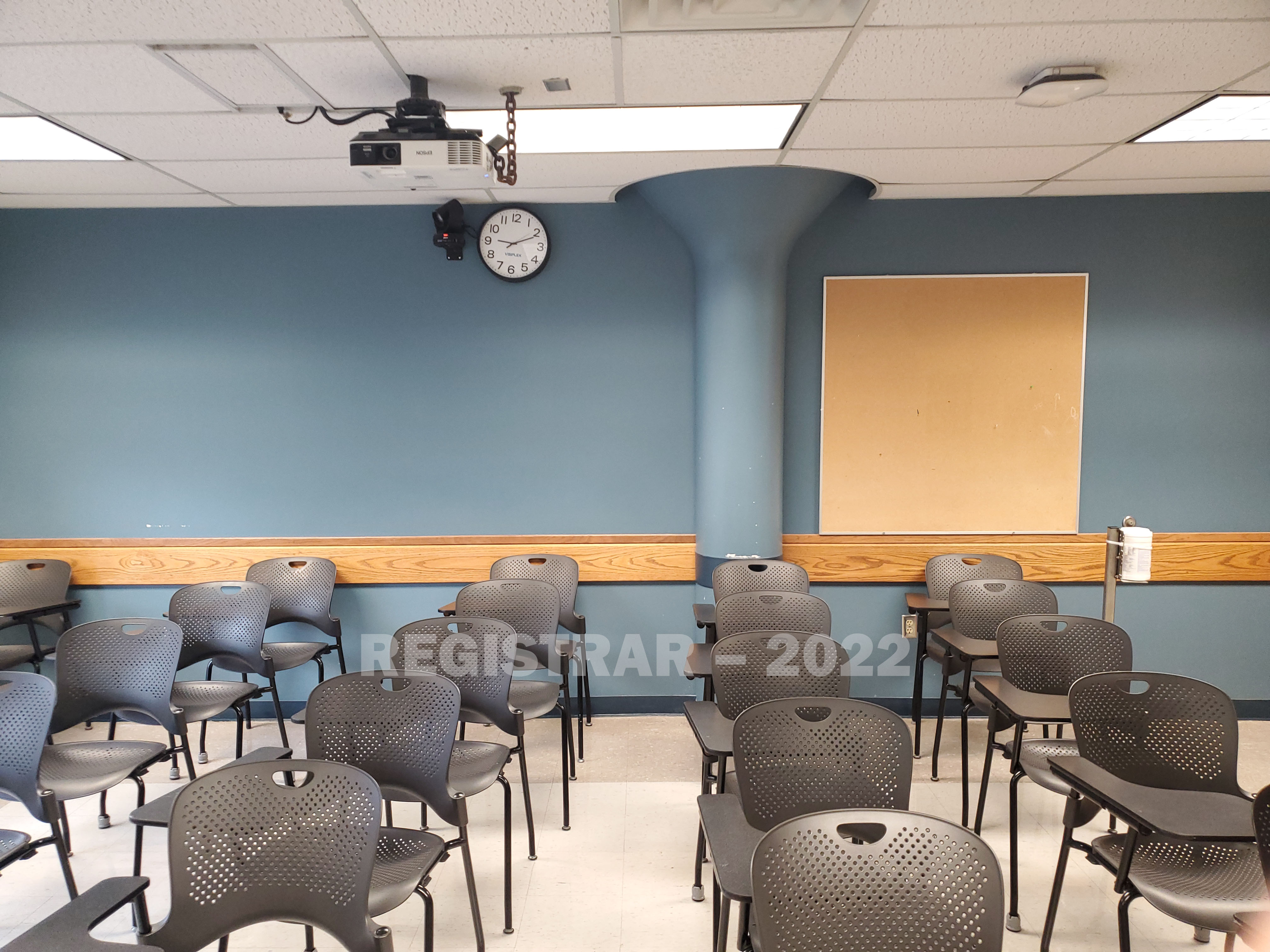 Enarson Classroom Building room 218 view from the front of the room