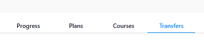 Buckeye Degree Planner degree audit tab menu, highlighting the transfer tab